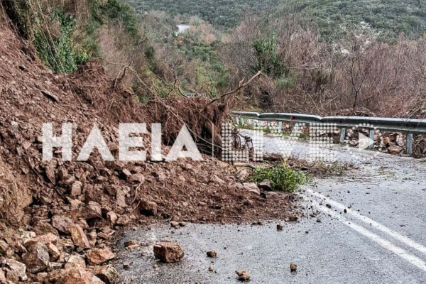 Πύργος: Κατολίσθηση στον δρόμο Καράτουλα-Μουζάκι